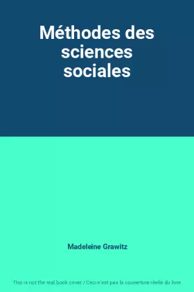 Couverture du produit · Méthodes des sciences sociales