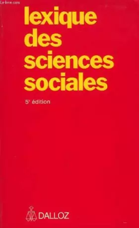 Couverture du produit · Lexique des sciences sociales
