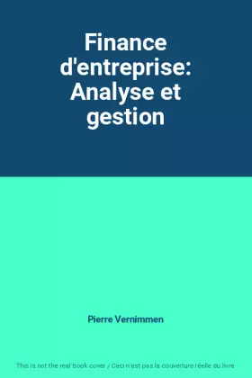 Couverture du produit · Finance d'entreprise: Analyse et gestion