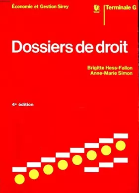 Couverture du produit · Dossier de Droit, Terminale G