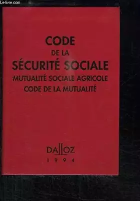 Couverture du produit · Code de la sécurité sociale: Mutualité sociale agricole, code de la mutualité