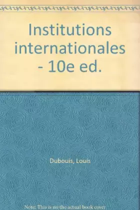 Couverture du produit · Institutions internationales