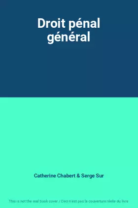Couverture du produit · Droit pénal général