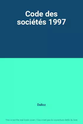 Couverture du produit · Code des sociétés 1997