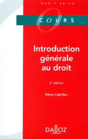 Couverture du produit · INTRODUCTION GENERALE AU DROIT