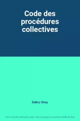 Couverture du produit · Code des procédures collectives