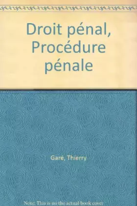 Couverture du produit · Droit pénal et procédure pénale