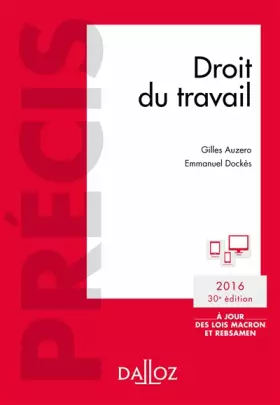 Couverture du produit · Droit du travail. Édition 2016