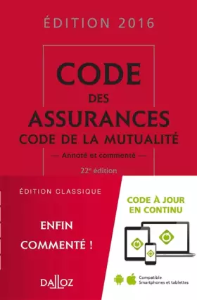 Couverture du produit · Code des assurances, code de la mutualité 2016 - 22e éd.