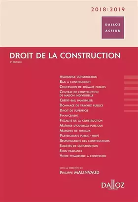 Couverture du produit · Droit de la construction 2018/2019. 7e éd.