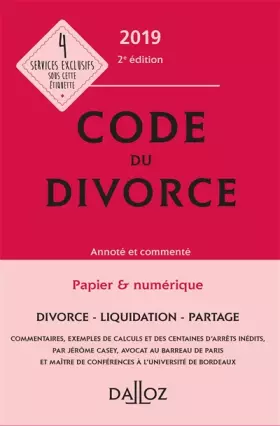 Couverture du produit · Code du divorce annoté et commenté 2019 - 2e ed.