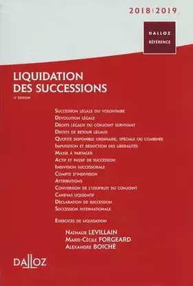 Couverture du produit · Liquidation des successions 2018/19 - 4e éd.