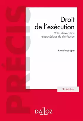 Couverture du produit · Droit de l'exécution. 3e éd. - Voies d'exécution et procédures de distribution