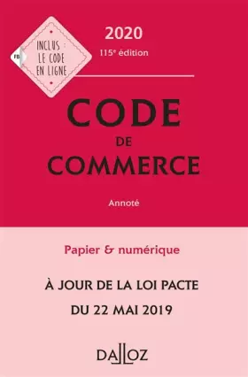 Couverture du produit · Code de commerce 2020, annoté - 115e ed.