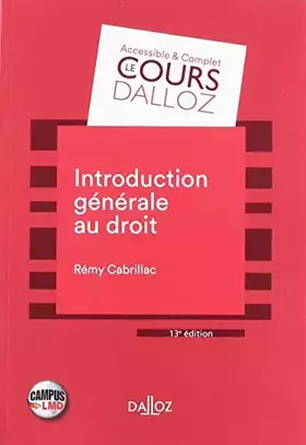 Couverture du produit · Introduction générale au droit CAMPUS