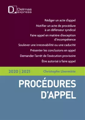 Couverture du produit · Procédures d'appel 2020/2021