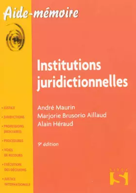 Couverture du produit · Institutions juridictionnelles - 9e éd.