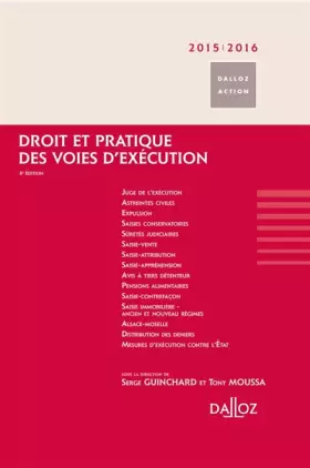 Couverture du produit · Droit et pratique des voies d'exécution 2015-2016
