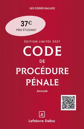 Couverture du produit · Code de procédure pénale 2027 annoté. Édition limitée. 68e éd.