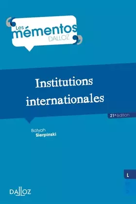 Couverture du produit · Institutions internationales. 21e éd.