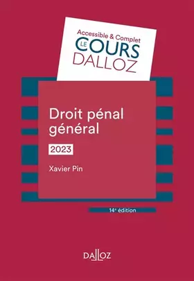 Couverture du produit · Droit pénal général 2023. 14e éd.