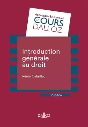 Couverture du produit · Introduction générale au droit 15ed