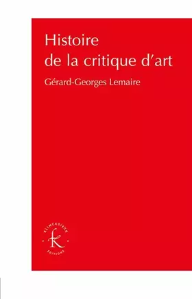 Couverture du produit · Histoire de la critique d'art