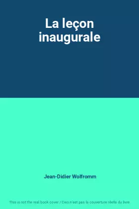 Couverture du produit · La leçon inaugurale