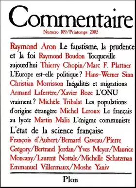 Couverture du produit · Commentaire, Volume 28 N° 109, Pr :