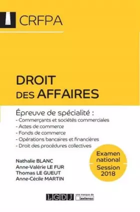 Couverture du produit · Droit des affaires CRFPA