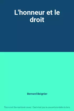 Couverture du produit · L'honneur et le droit