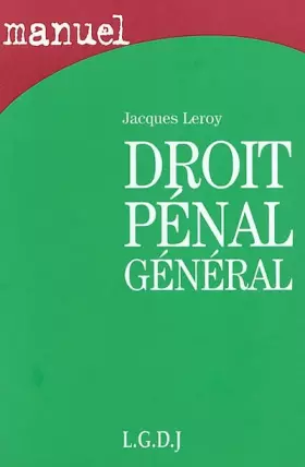 Couverture du produit · Droit pénal général