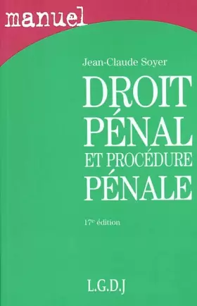 Couverture du produit · Droit pénal et procédure pénale