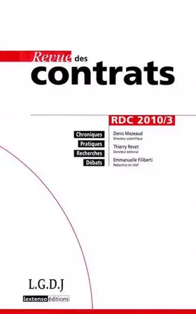 Couverture du produit · RDC. Revue des contrats N°3. 2010
