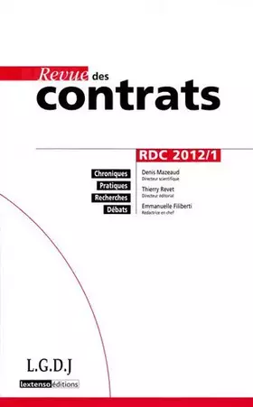 Couverture du produit · RDC - Revue des contrats N°1-2012