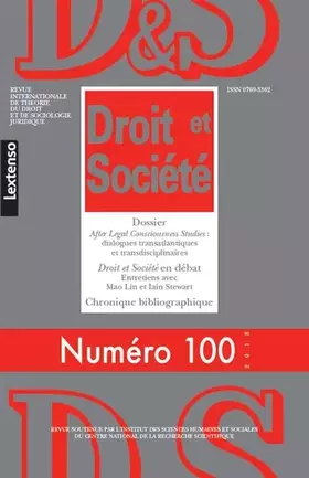 Couverture du produit · DROIT ET SOCIETE N 100-2018