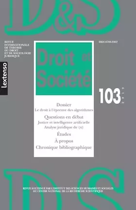 Couverture du produit · Revue Droit et Société, 2019 N°103