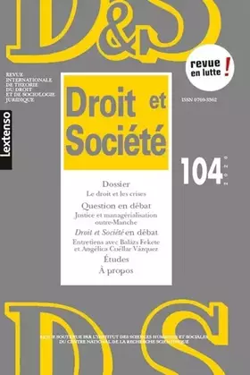Couverture du produit · DROIT ET SOCIETE N 104-2020