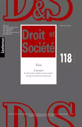 Couverture du produit · Droit & Société N°118-2024