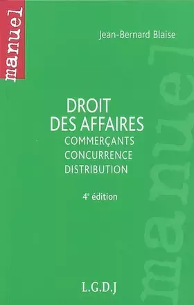Couverture du produit · Droit des affaires : Commerçants, concurrence, distribution