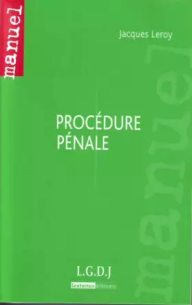 Couverture du produit · Procédure pénale