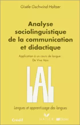 Couverture du produit · Analyse sociolinguistique communication didactique