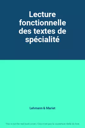 Couverture du produit · Lecture fonctionnelle des textes de spécialité