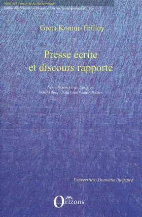 Couverture du produit · Presse écrite et discours rapporté