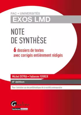 Couverture du produit · Exos LMD - Exercices corrigés de note de synthèse