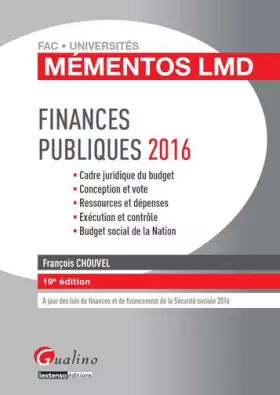 Couverture du produit · Mémentos LMD - Finances publiques 2016