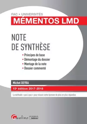 Couverture du produit · NOTE DE SYNTHÈSE 15EME EDITION