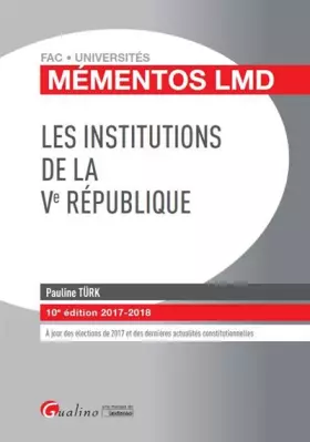Couverture du produit · Les institutions de la Ve république