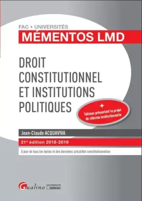 Couverture du produit · Droit constitutionnel et institutions politiques