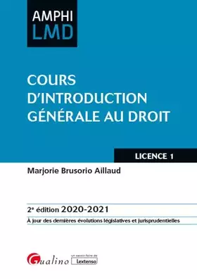 Couverture du produit · Cours d'introduction générale au droit (2020)